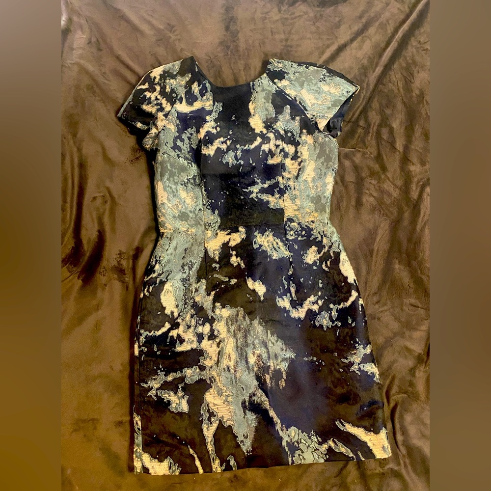 Zara Sz S Navy, Light Blue, White abstract dress